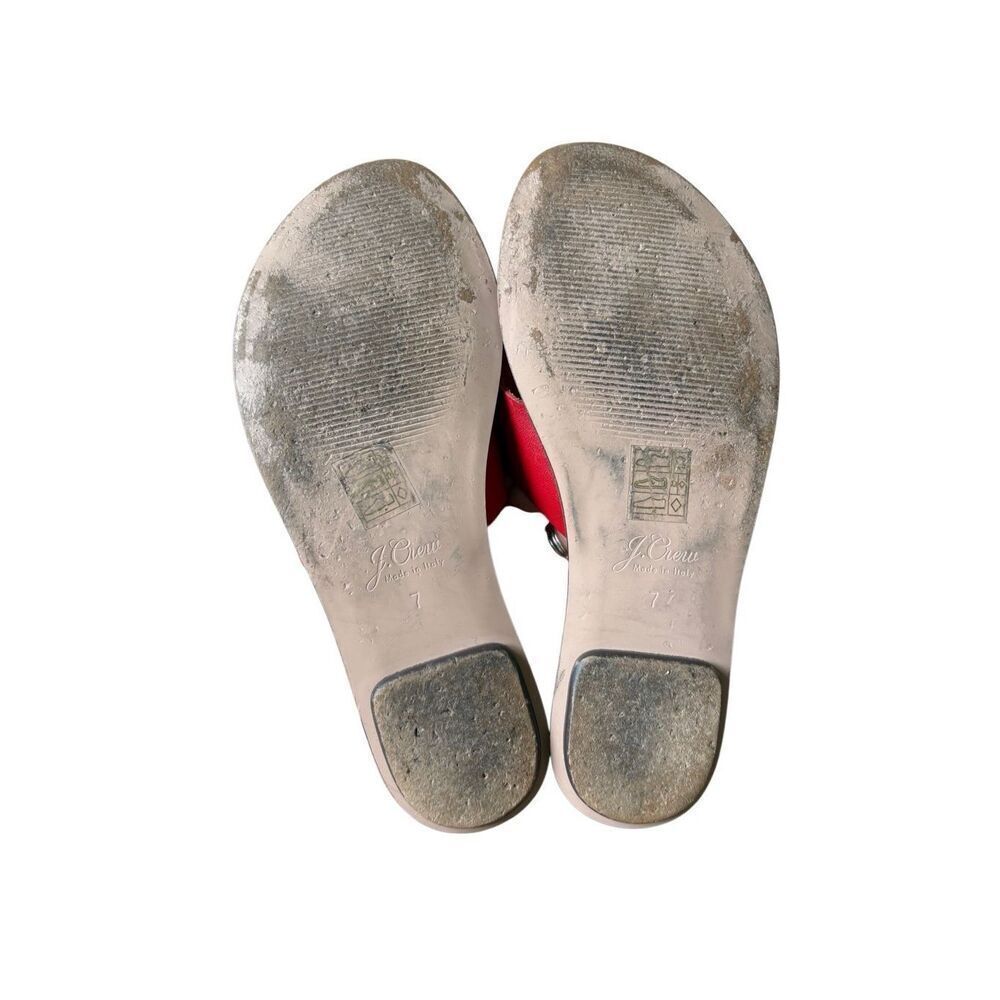 J. Crew Cypress Sandals Slides Size 7 Red Leather - image 3